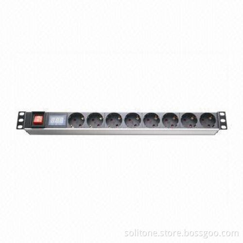 Power Distribution Unit, Germany Plug, 8-way Socket, 16A, 19-inch Network Cabinet, Size 1U